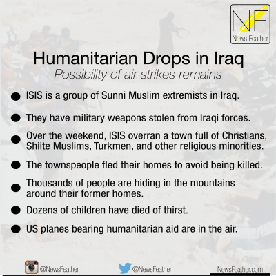 Humanitarian aid drops have begun in Iraq