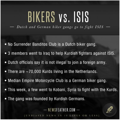 A German and Dutch biker gang have gone to Syria and Iraq to fight ISIS.