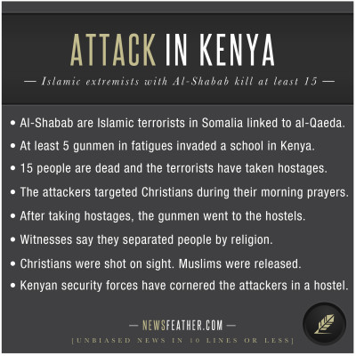 Terrorists with al-Shabab have stormed a school in Kenya and killed 15 Christians.