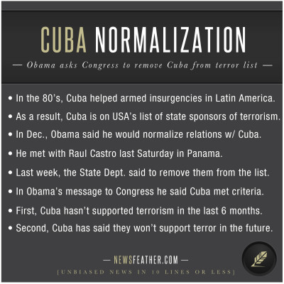 President Obama has asked Congress to remove Cuba from the list of state sponsors of terror.