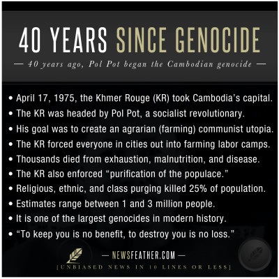 Today is 40 years since Pol Pot took Cambodia's capital and started the Cambodian genocide.