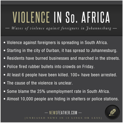 Thousands of immigrants take shelter in camps and police stations as anti-immigrant violence spread in South Africa.