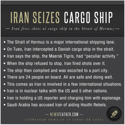 A Danish cargo ship has been detained by Iran in the Strait of Hormuz.