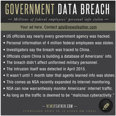 The personal information of 4 million government employees was stolen in one of the largest government network breaches.